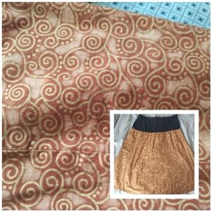 Comfortable handmade A-frame skirt, Bronze spirals,